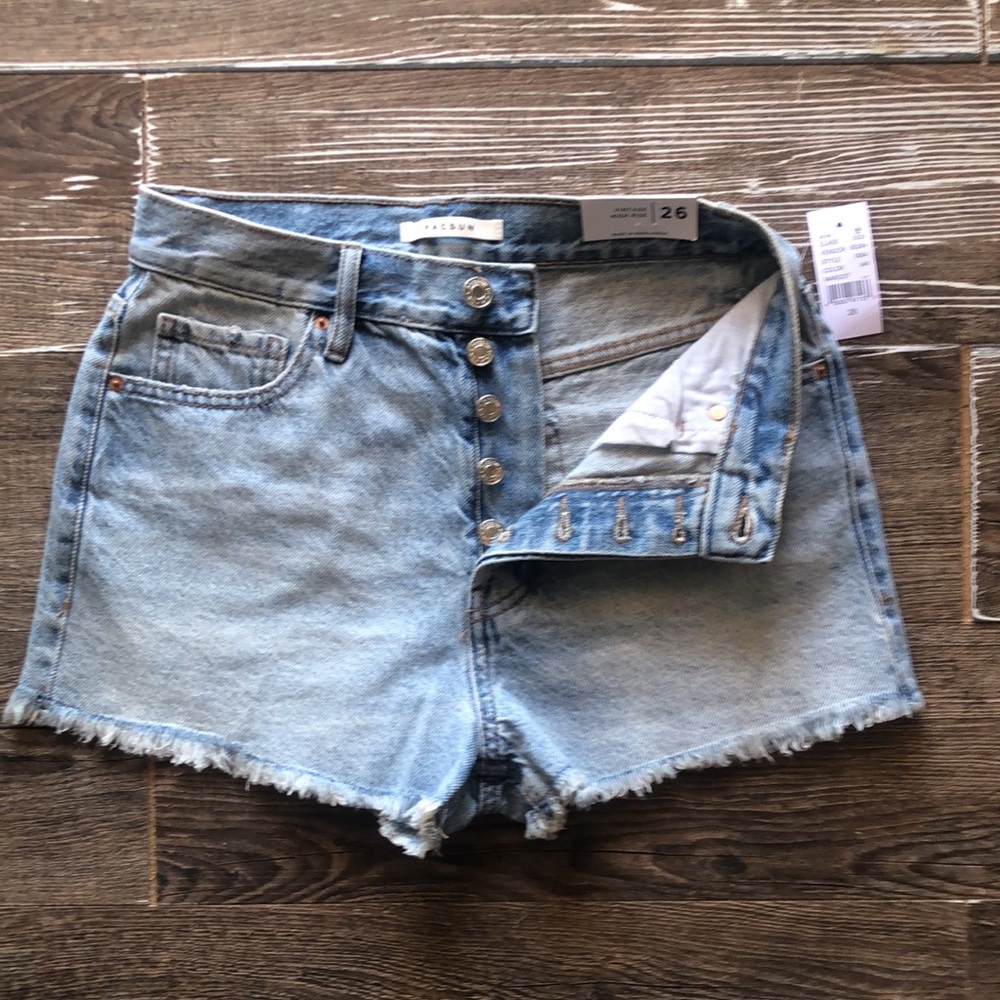PacSun Vintage High Rise Margot Size 26 Blue Jean Shorts Button Fly Cut Offs